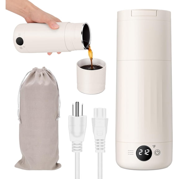 Portable Electric Kettle for Travel, 316 Stainless Steel Kettle, Hot Water Boiler with 2-In-1 Lid & Cup, 500ML Travel Tea Kettle with 8 Temperature Control, Auto Shut-Off & Boil Dry Protection