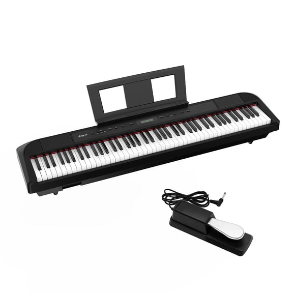 Portable Electric Keyboard Piano 88-Key Weighted-Metal Pedal-Built-In Speakers-Full Size For Beginners And Professionals-Power Supply-Black