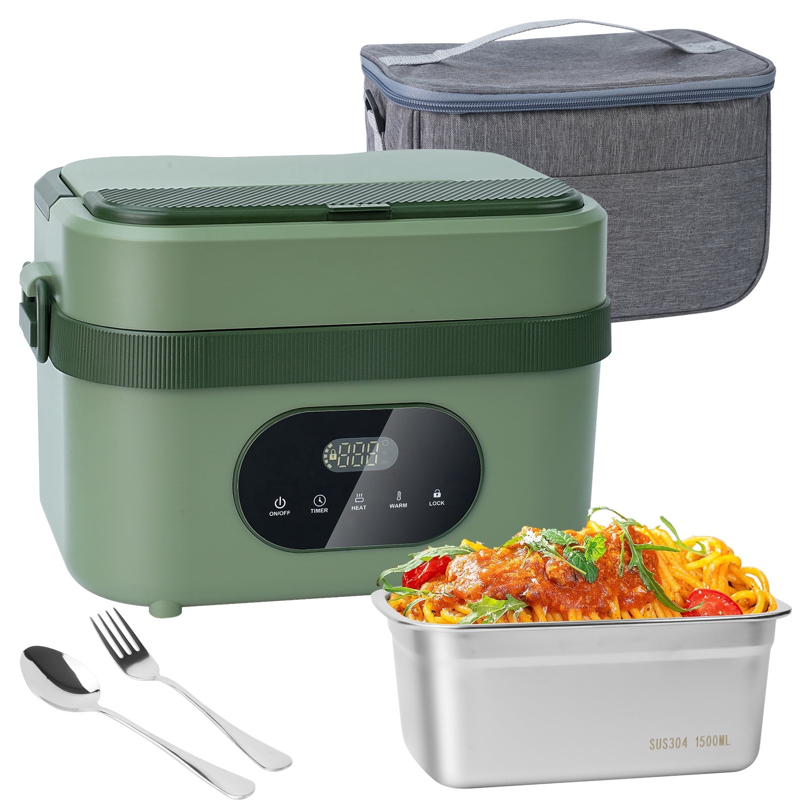 Remote Control Lunch Box Portable Electric Lunch Box, 1500ML, Rechargeable Battery, LED Display ...