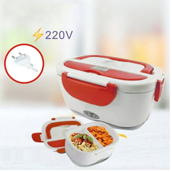 Portable Electric Lunch Box - 220V Plug-in Food Warmer for Office & Car, BPA-Free Dishwasher Safe Meal Container with Spoon, Auto Shutoff for Students & Travel (1.2L)