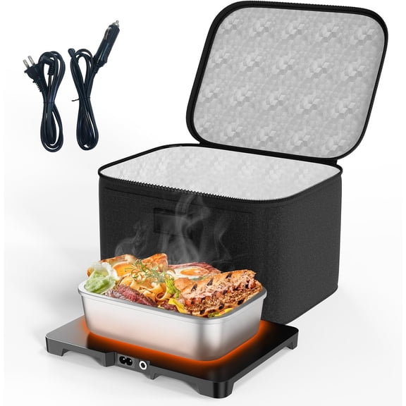 Portable Electric Lunch Box Food Heater,12V/24V/110V 3-in-1 Food Warmer Box, Mini Portable Oven Car Food Warmer, Heated Lunch Bag for Adults Office Travel Work Truck Meal Reheating