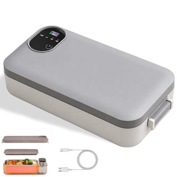 Portable Electric Lunch Box with Self-Heating, 900ML Stainless Steel Food Warmer for Work, Travel & Camping