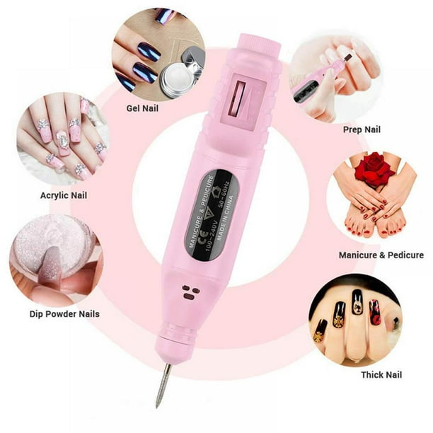 Portable Electric Nail Drill Machine, Professional 20000 RPM USB Manicure Pedicure Drills for Acrylic Nails Polishing Shape Tools