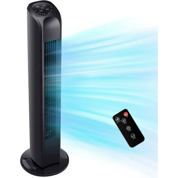 Portable Electric Oscillating Standing Floor Fan for Bedroom with Remote, 3 Wind Speeds 3 Modes, Quiet Cooling for Office,Home, Tower Fan 30" Black…