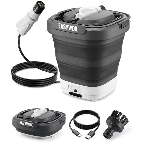 EasyWox Cordless Electric Pressure Washer, Foldable Portable, 3.2 gal Tank, 290 PSI, 4-in-1 Nozzle, Type-C Charging for Camping Car Bike Pet Garden