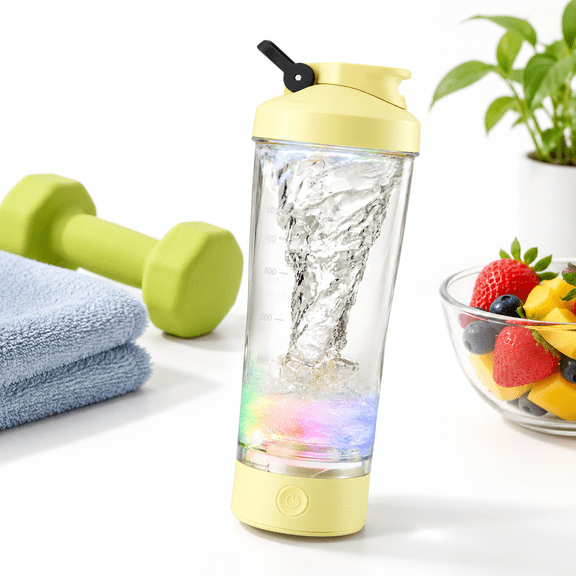 Portable Electric Protein Shaker Bottle, Banana Yellow, 24oz Vortex Mixer for Smooth Shakes