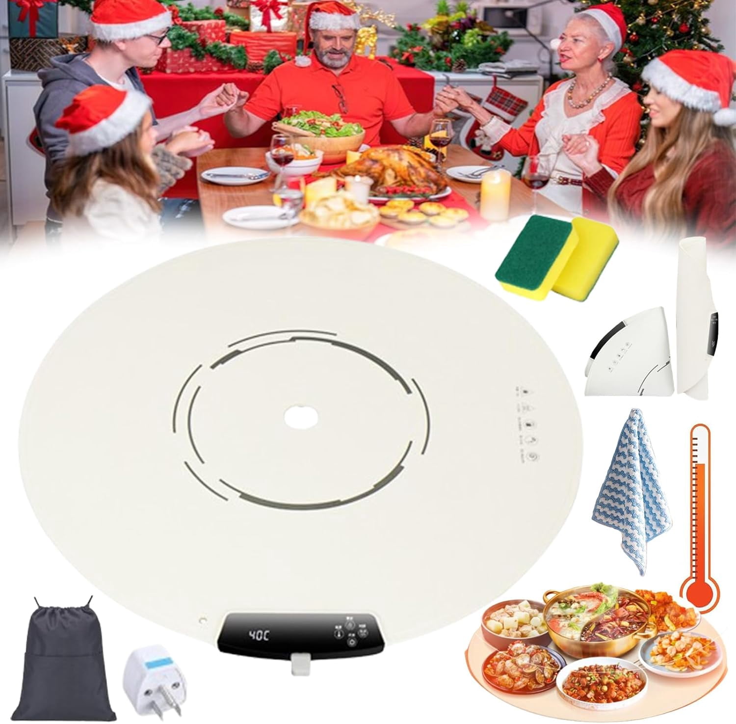 Portable Electric Food Warming Mat - Rollable Silicone Heating Tray With 3 Temp Settings