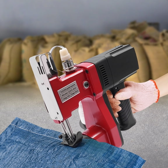 Portable Electric Sewing Machine, Leather Canvas Sewing Machine Industrial Bag Stitching Closer 110V Stitching Tool for Chemical Industry Clothing Chemical Home Textile