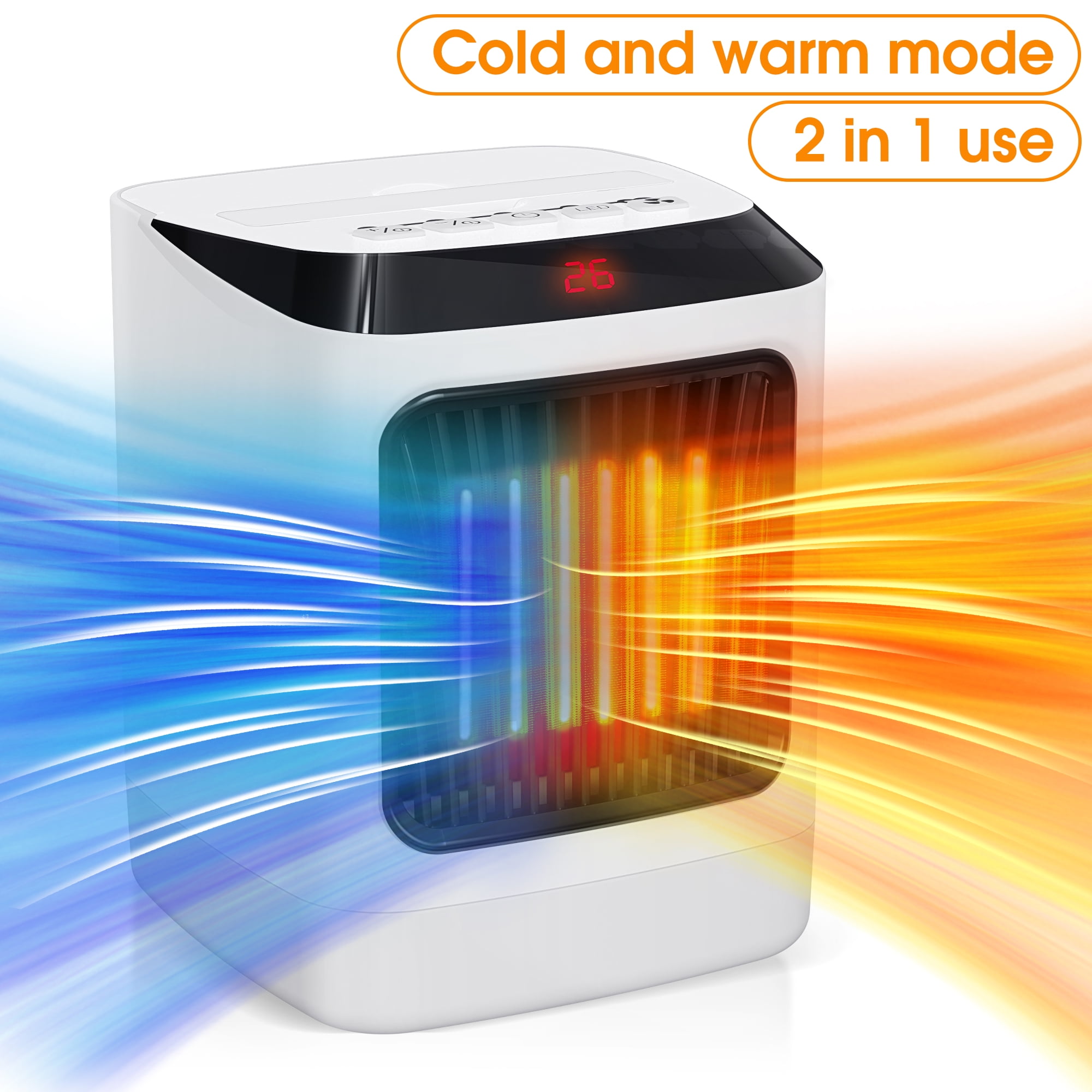 Portable Electric Space Heater, 1000W Small Heater Fan with Thermostat ...