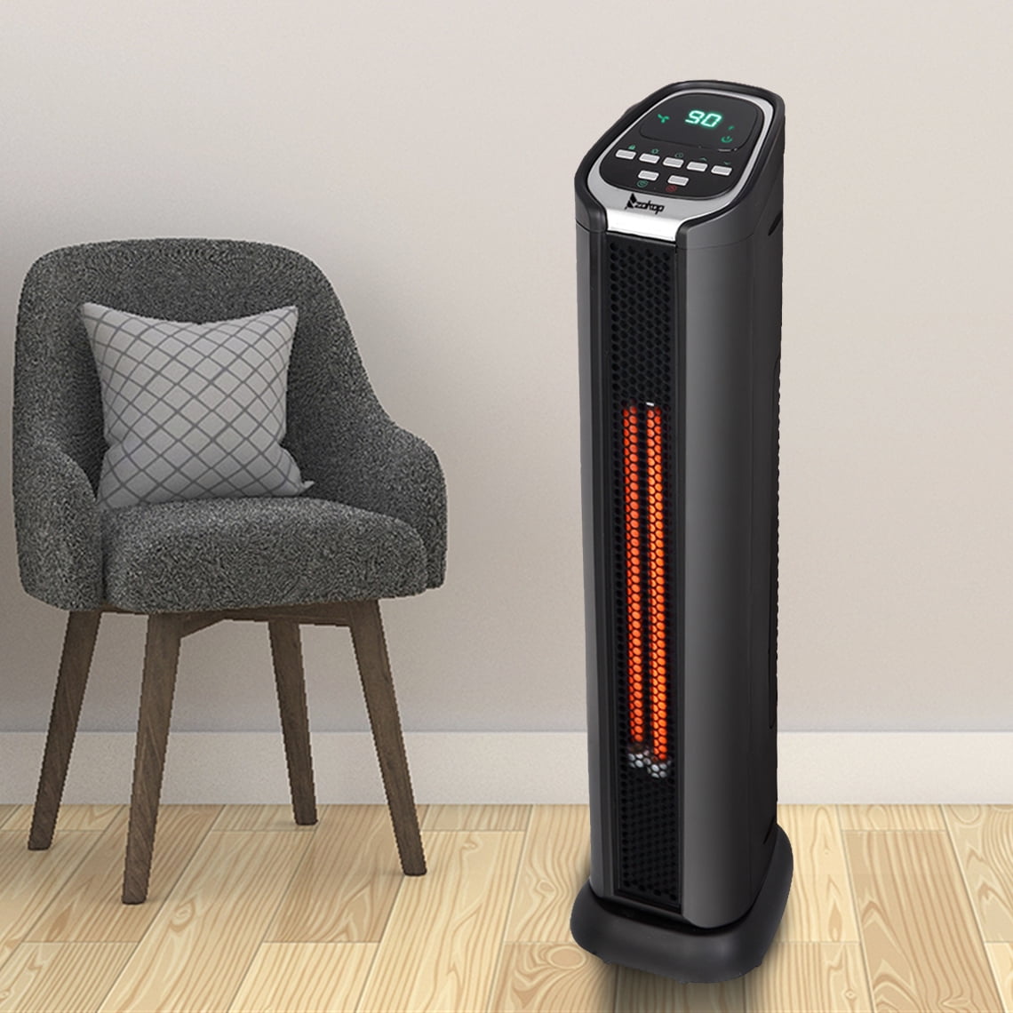 Tower Space Heater for Room, Indoor Electric Space Heater, 3 Modes &  Thermostat, 90° Oscillation, 12H Timer, Remote, Overheat & Tip-Over  Protection