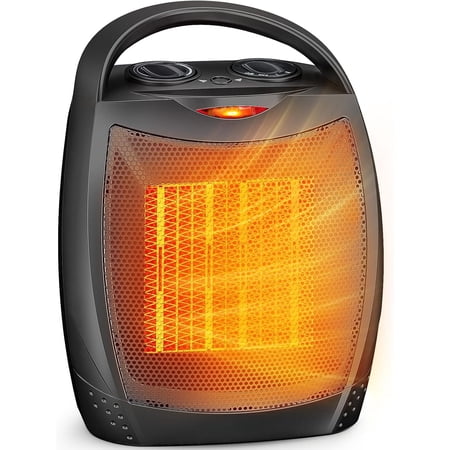 Portable Electric Space Heater with Thermostat, 1500W/750W Safe and Quiet Ceramic Heater Fan, Heat Up 200 Square Feet for Office Room Desk Indoor Use