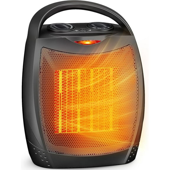 Portable Electric Space Heater with Thermostat, 1500W/750W Safe and Quiet Ceramic Heater Fan, Heat Up 200 Square Feet for Office Room Desk Indoor Use