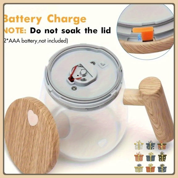 Portable Electric Stirring Cup Mixer with Digital Screen Display & Auto-Rotate Motor - 13.53oz Battery- Blender for Coffee, Smoothies, Batter, Soup, Nuts - /Battery (Low Voltage, for /)