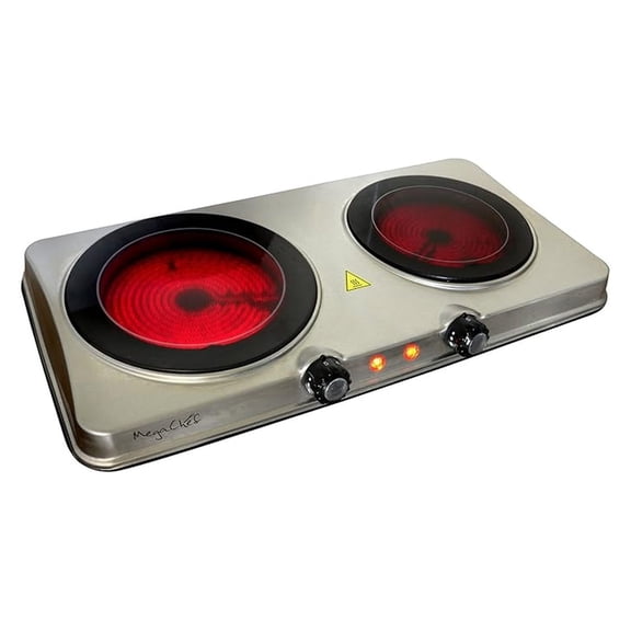 Portable Electric Stove Dual Burner Cooktop - Infrared Ceramic Range, Lightweight Travel Kitchen, Indoor/Outdoor Cooking, Compact & Heavy Duty