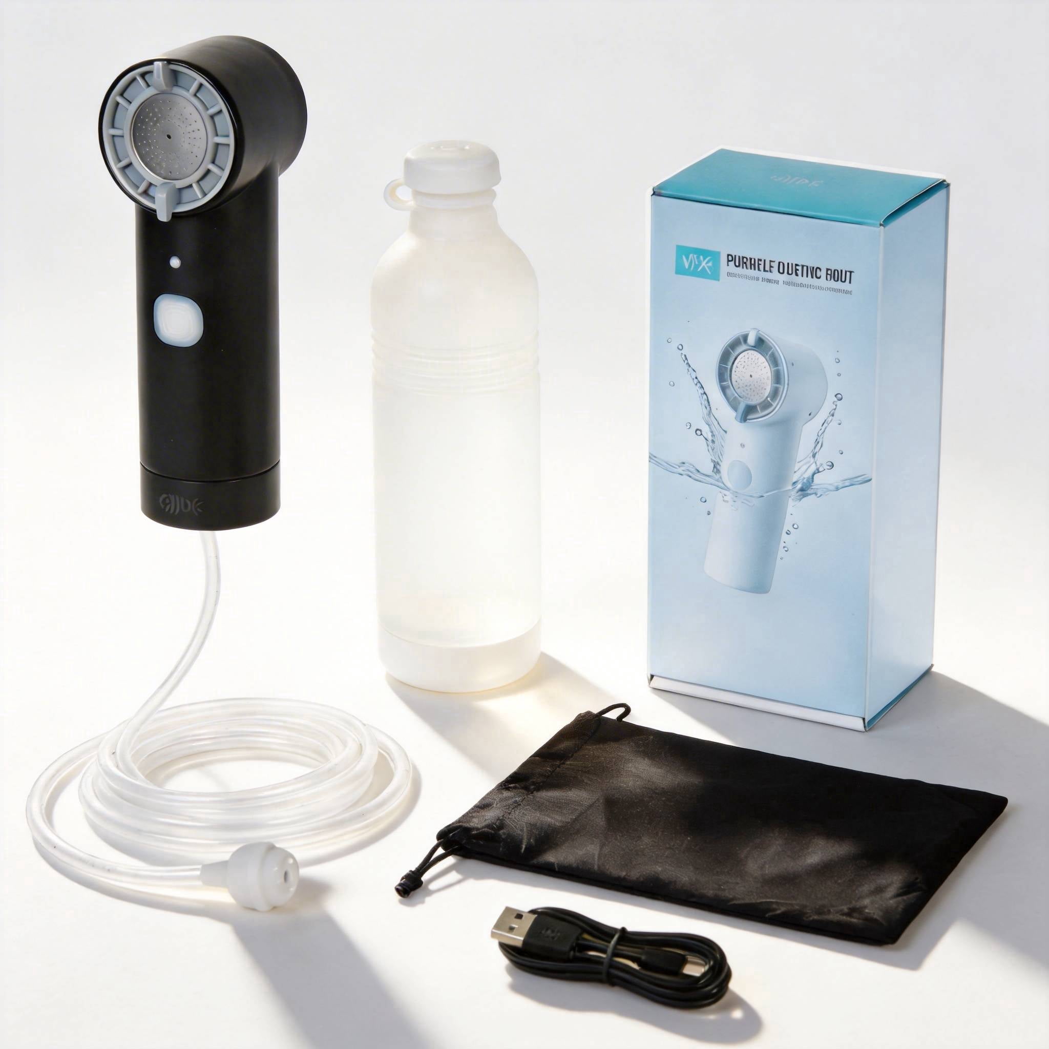 Portable Electric Travel Bidet 3 Modes, Handheld Shattaf with 500ml Bottle & 1.5m Long Hose, Rechargeable Personal Hygiene Kit for Travel, Camping, Wudu &MaternityCare & Elderly