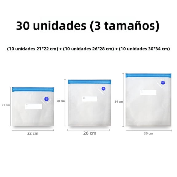 Portable Electric Vacuum Pump for Food Sealing with Reusable Zippers and BPA-Free Packaging Bags 30pcs (3 size)
