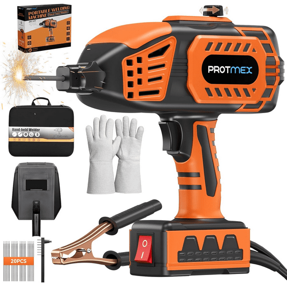 Portable Electric Welding Machine - 110V Portable Welder Handheld IGBT Inverter with 5 Adjustable Currents, 20PCS Rods, ARC Welder Gun Fits 3/32"-1/8" Welding Rods for DIY, Repair, Home Projects