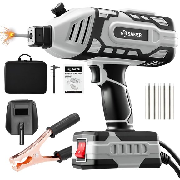 Portable Electric Welding Machine,110V Portable Welder Handheld with IGBT Inverter 5 Variable Current Adjustment, ARC Welder Gun, Fits for 3/32