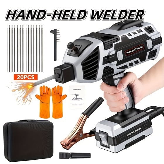 Portable Electric Welding Machine, 110v Handheld Welder with IGBT Inverter, 120A, 5-Speed Current Setting, Digital Display, for 1/16"-1/8" welding rods, Welding Tool Kit, Repairs, Metal Fabrication