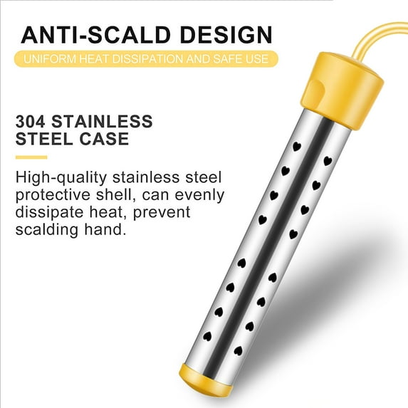 Portable Electrical Water Heaters, Stainless Steel Immersion Water Heater with Overheat Protection, Fast Heating in Minutes, for Bathtub Buckets Basin