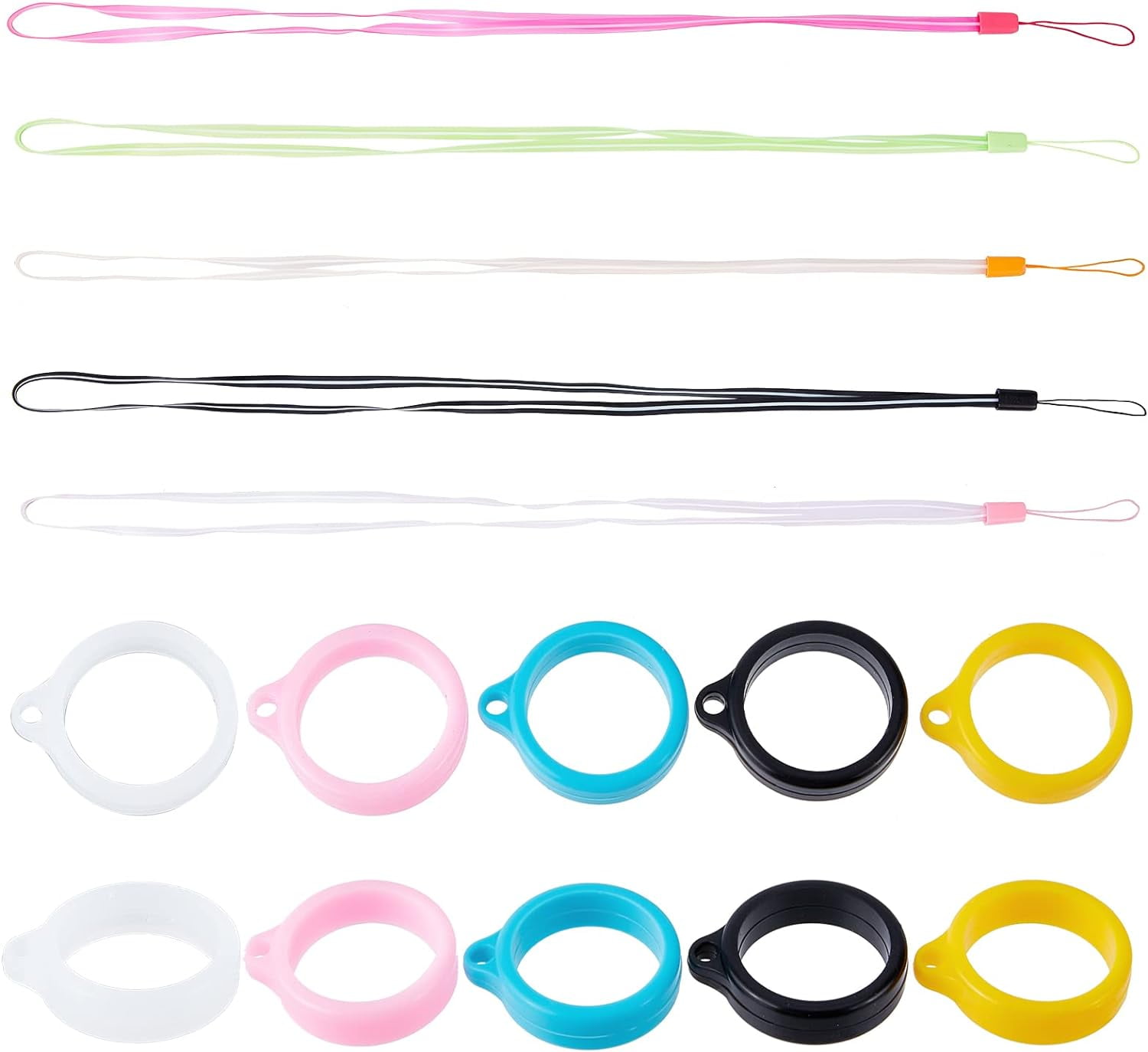 rubber cigarette Portable Electronic Cigarette Necklace Lanyard Silicone Bands Anti Slip  Rubber Rings Mixed Color Straps: 15.3 inch(38.86cm) 5 strands; Pendant:  29x24.5x7mm Hole: 3mm Inner Diameter: 20.5mm 20pcs