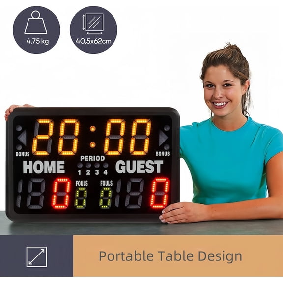 Portable Electronic Digital Multisport Tabletop Scoreboard for Basketball, Volleyball, Wrestling with Remote Control