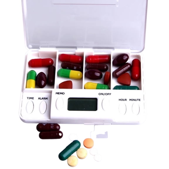 Portable Electronic Pill Box, Electronic Pill Dispenser For Travel, Day Pill Case With Alarm