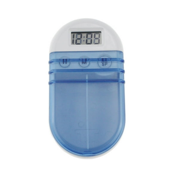 Portable Electronic Pill Box with Timer - ABS Material, Transparent Double Grid, Reminder Alarm, Compact for Travel & Daily Use