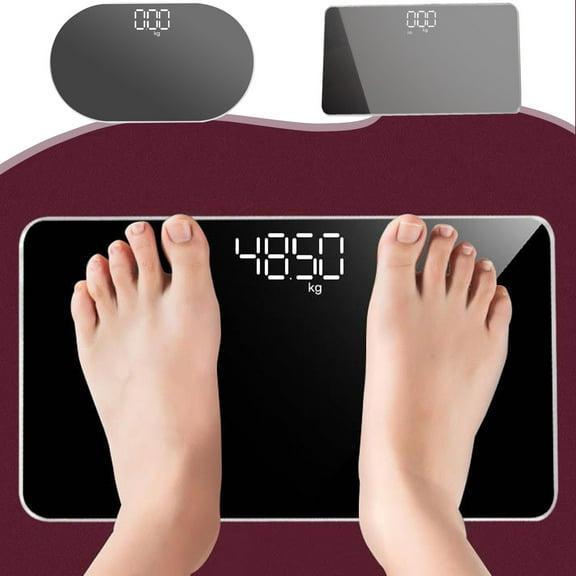 Portable Electronic Scale under $5! kkbbma Portable Body Scale Mirror Design Digital Bathroom Scale Bluetooth Smart Scale Body Fat Weight Scale Fitness Health Tracking