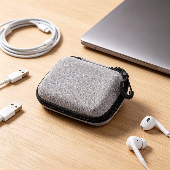 Portable Electronics Storage Bag With Zipper, Earphone Charger Cable Organizer Case, Small Travel Accessory Pouch Wallet For Everyday Use