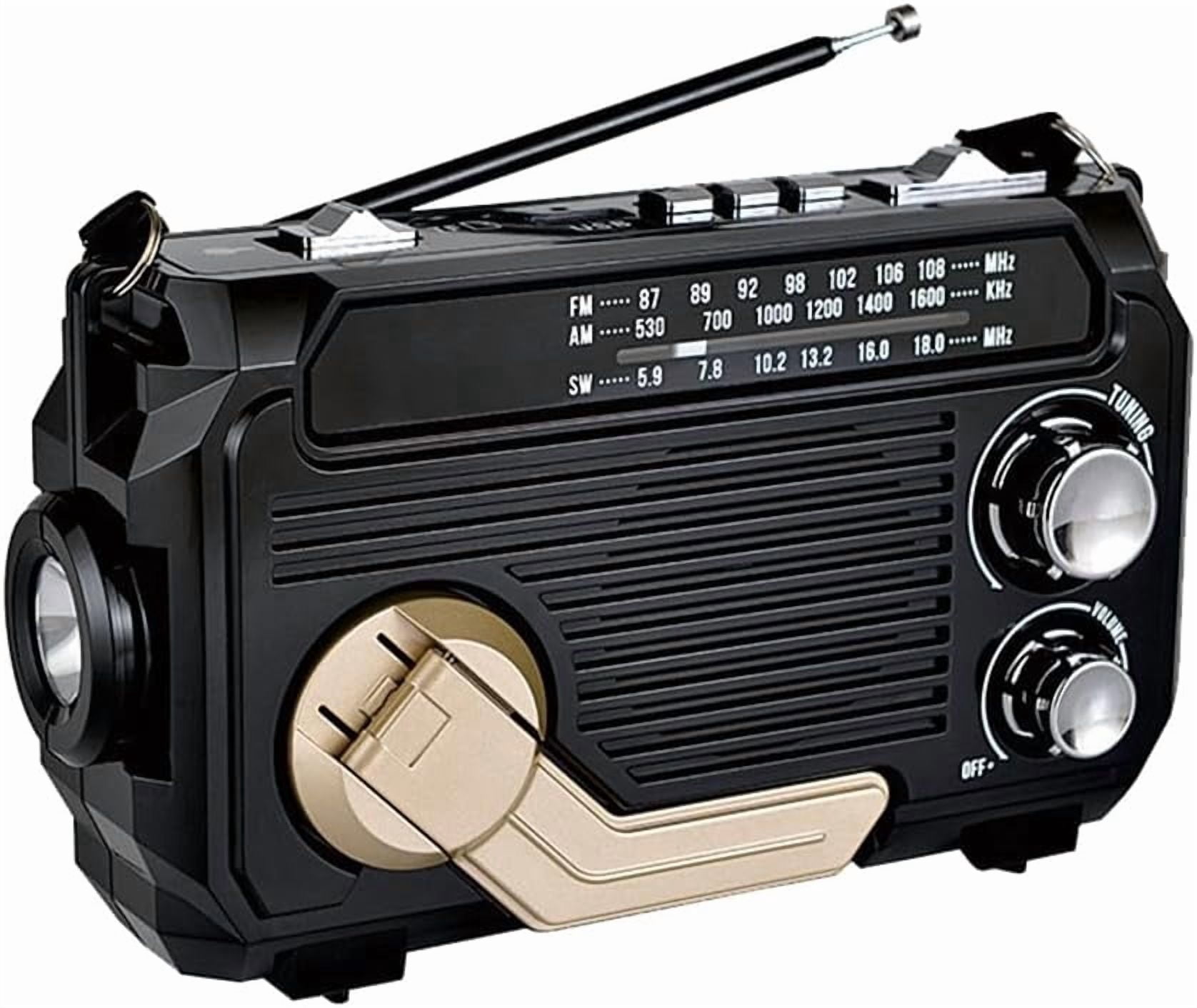 Portable Emergency Hand Crank Solar Radio With 3-band Am/fm/sw Radio & 3w Bluetooth 5.2 Speaker, Handcranked Charger for Camping, Hiking & Outdoor Survive Emergencies