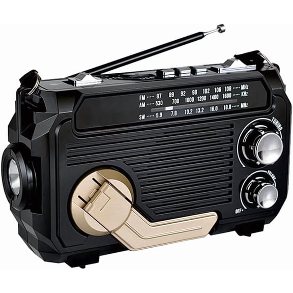 Portable Emergency Hand Crank Solar Radio With 3-band Am/fm/sw Radio & 3w Bluetooth 5.2 Speaker, Handcranked Charger for Camping, Hiking & Outdoor Survive Emergencies