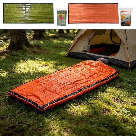 Portable Emergency Thermal Sleeping Bag, Heat Retention Blanket, Lightweight First Aid Gear for Camping, Hiking and Outdoor Emergency Rescue