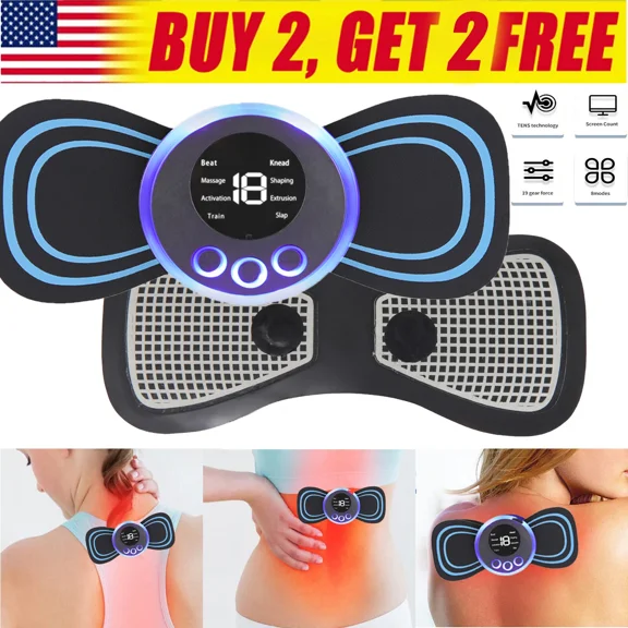 Portable Ems Electric Neck Back Massager Cervical Massage Patch Stimulator Black
