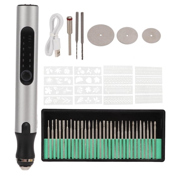 Portable Engraving Pen Precision Tool with Adjustable Power for Wood, Metal, Glass, Plastic, and Stone (Includes Multiple Engraving Bits)