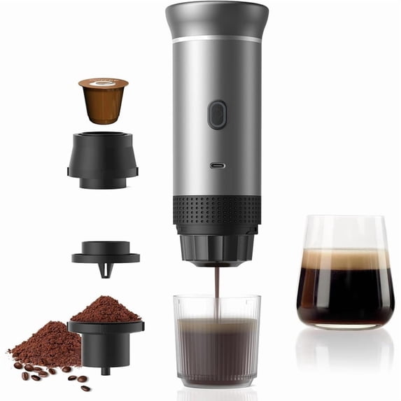 Portable Espresso Coffee Machine , Wireless & Electric, Compatible with Capsules & Powder, Ideal for Home & Travel