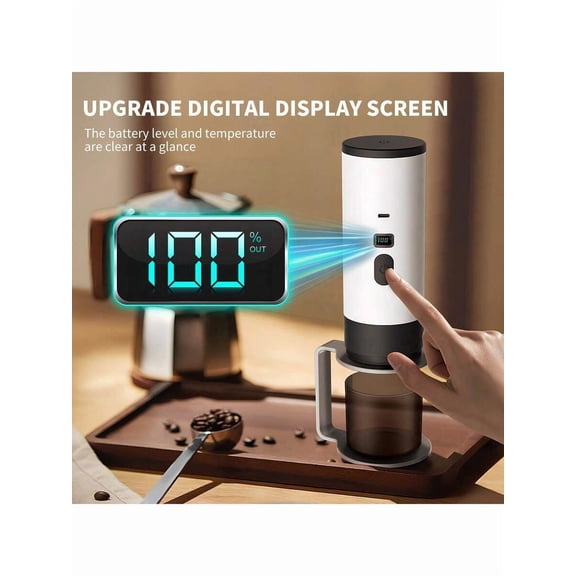 Portable Espresso Machine, Mini Travel Camping Coffee Machine, Battery Powered Portable Espresso Self Heating Car Coffee Machine