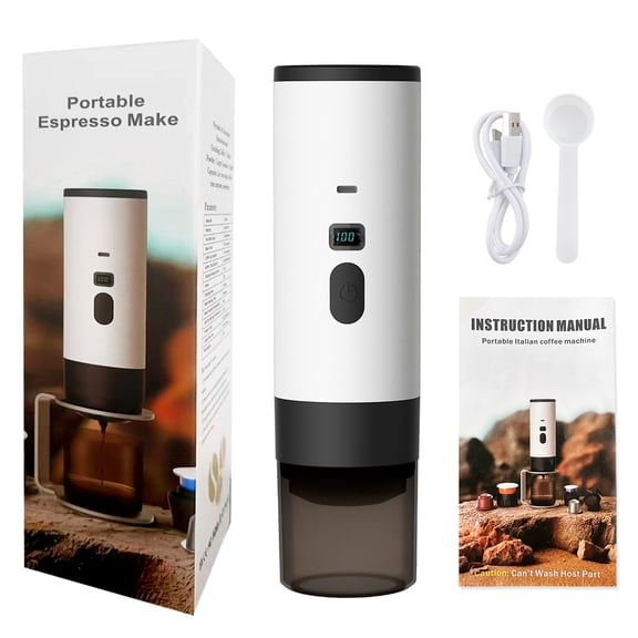 Portable Espresso Machine, Rechargeable Wireless Coffee Maker, 15 Bar High Pressure, Compatible with Ground Coffee & Capsules, Digital Display, Electric Heating, Compact Travel Design