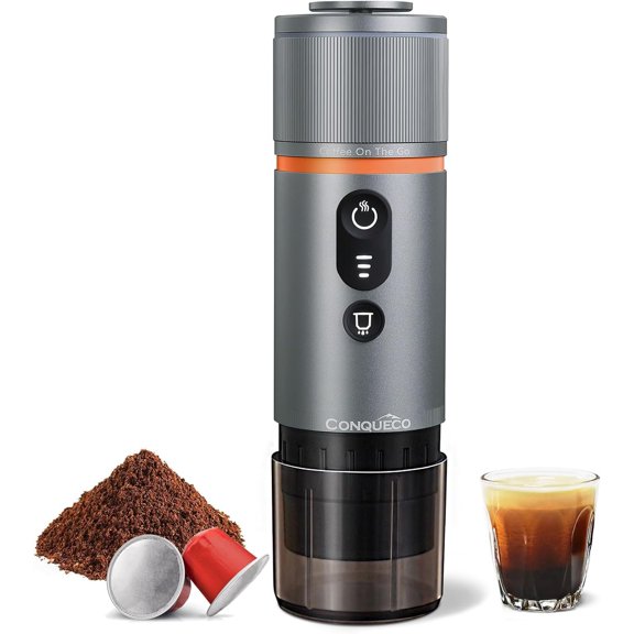 Portable Espresso Machine Travel: 12v Car Coffee Maker for Camping - Small Electric - 2.5 Mins Heating - 8 Cups Espresso for One Charge