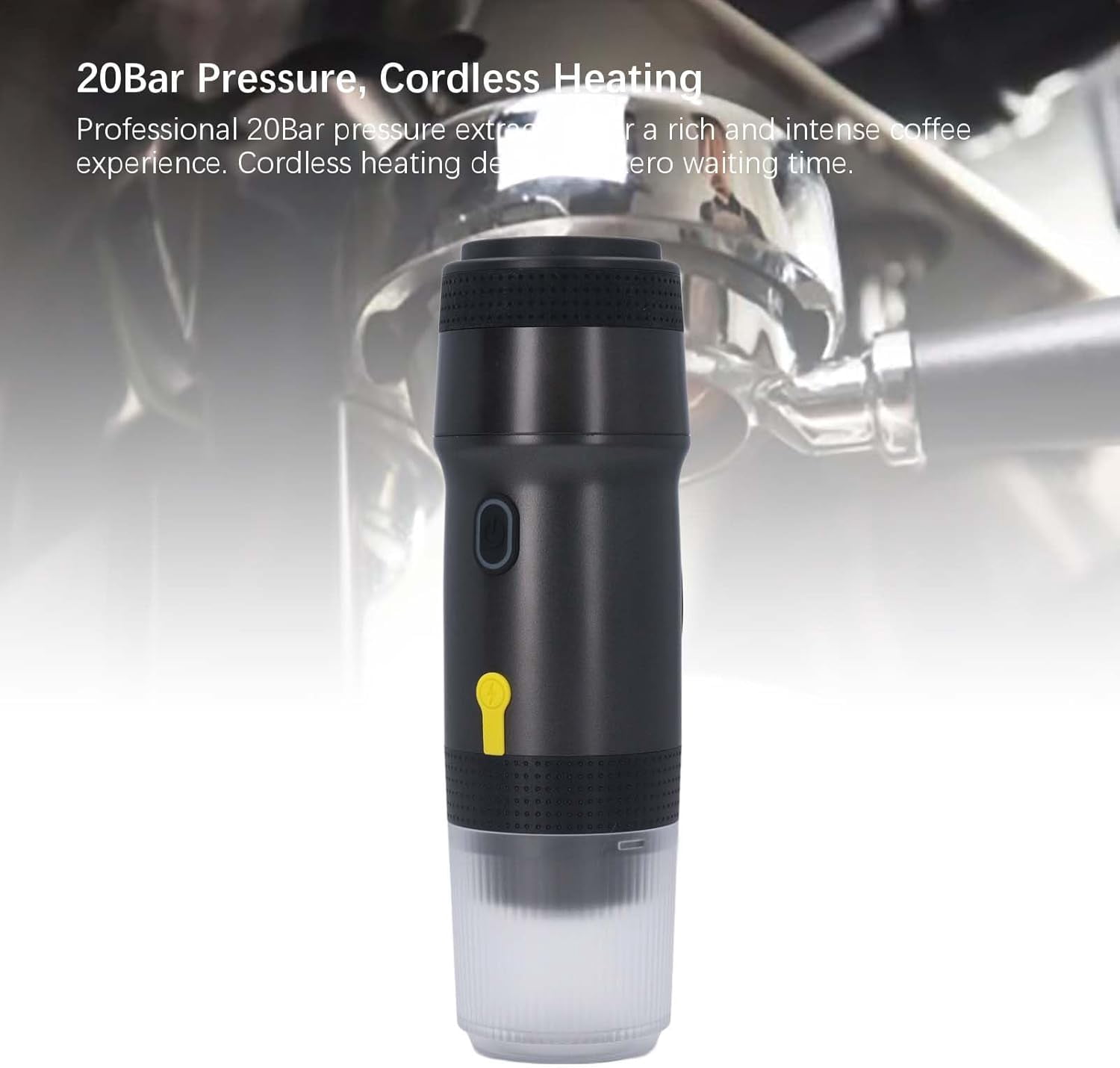 Portable Espresso Machines, Electric Espresso Maker with Self-Heating, USB-C & Car Charger, 20 Bar Mini Coffee Maker With NS Capsule & Ground Coffee for Camping, Hiking, Travel, Office, Silver