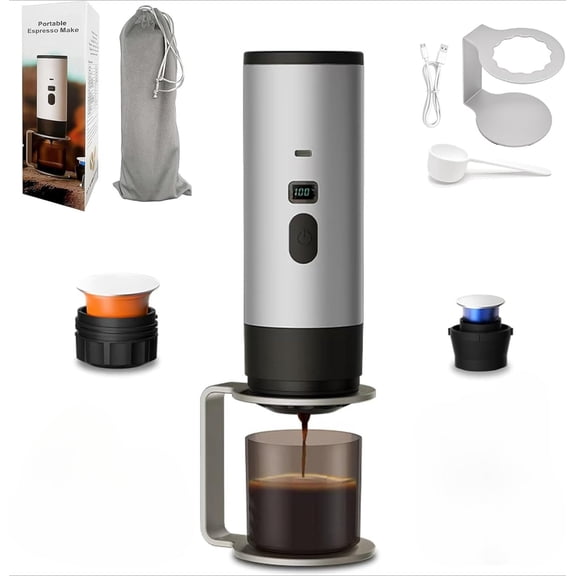 Portable Espresso Maker, 15 Bar 3-in-1 Self-Heating Coffee Machine, Compatible with Ground Coffee Capsules for Travel, RV, Camping & Office