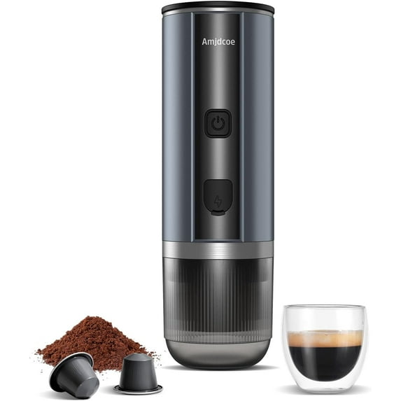 Portable Espresso Maker, 20 Bar Electric Espresso Machine for Travel, Camping, Rechargeable USB-C Mini Coffee Maker for NS Capsule Pods and Ground Coffee, Gray