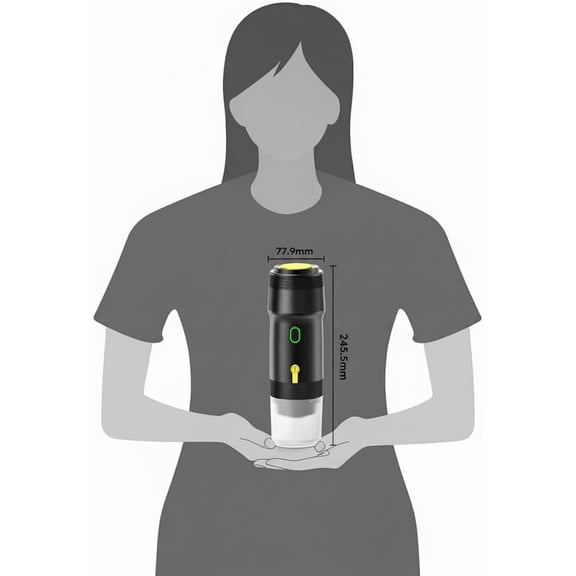 Portable Espresso Maker – 20 Bar Pressure Mini Coffee Machine, Battery Operated, Compatible with Ground Coffee and Select Pods, Includes Car Charger, for Hot & Iced Coffee (Black)