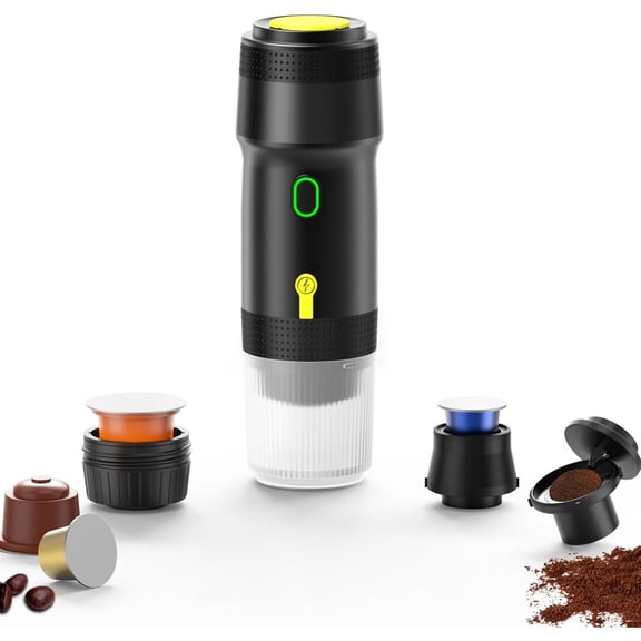 Portable Espresso Maker, 20 Pressure Small Coffee Machine, Rechargeable Battery Operated Mini Coffee Maker for Pods or Grounds, Machine Featuring Hot and Cold Brew (Silver)