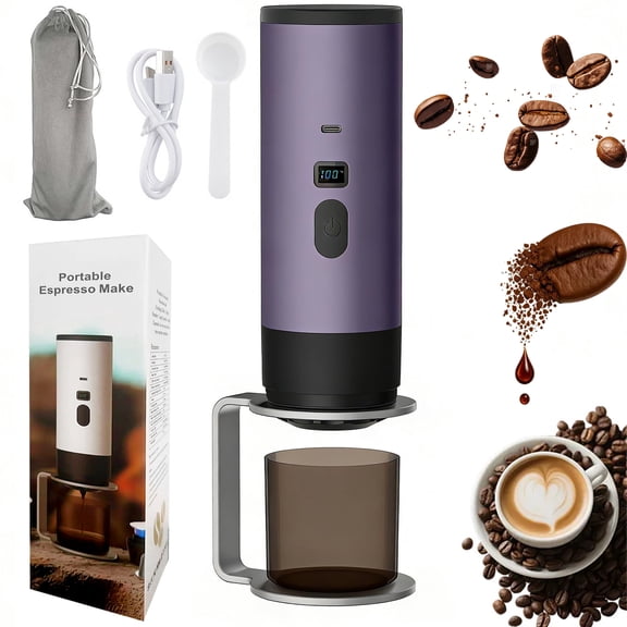 Portable Espresso Maker, 3-in-1 Portable Coffee Maker with LED Display and 90ml Sink, Compatible with Ground Coffee & Capsules,  Auto-Heating, USB-C