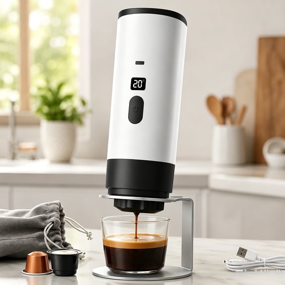 Portable Espresso Maker, 3 in 1 Self-Heating Coffee Maker with LED Display for Ground Coffee NS and DG Capsules