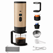 Portable Espresso Maker, Self-Heating Travel Coffee Machine with 20 Bar Pressure, USB-C Rechargeable Mini Coffee Maker, Compatible with Ground Coffee, NS/DG Capsules, for Camping, Car, RV & Office