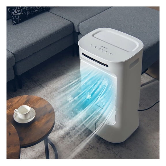 Portable Evaporative Air Cooler 4-in-1 - 2.6 Gallon, Timer, 3 Modes, Remote Control - White