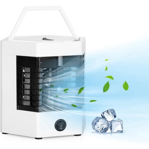 Portable Evaporative Air Cooler, Mini Personal Air Cooler with USB Power, 2 Speed, Low Noise, Portable Desk Fan for Bedroom, Office, Camping, Home