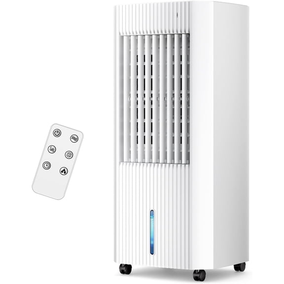 Portable Evaporative Air Cooler - Small Air Cooler with 3 Modes & 3 Speeds, 1.5Gal for 15H Cooling, 140? Oscillation, 16.4FT Remote for Bedroom Indoor Use